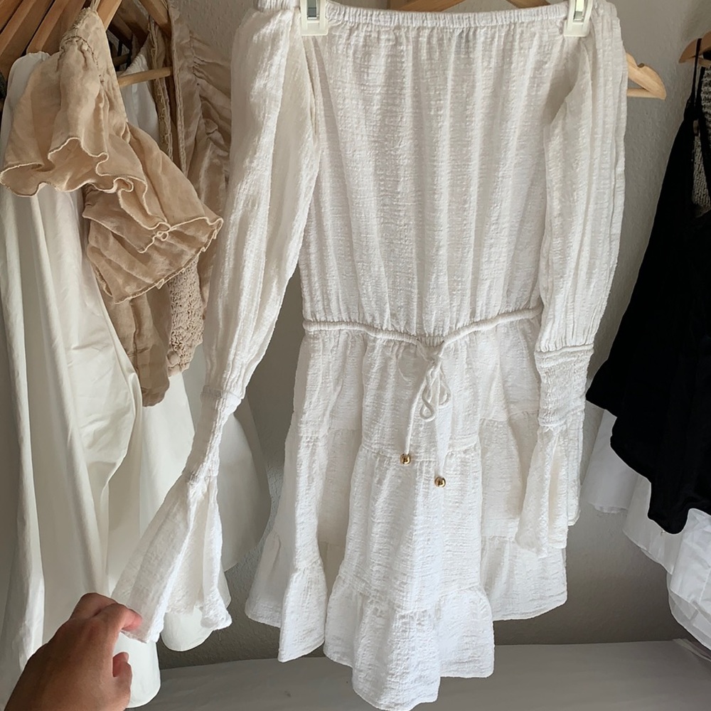 COPY - mini ruffle, off the shoulder white dress